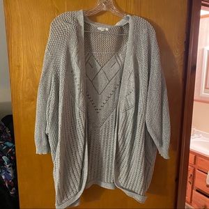 Gray cotton plus size crochet shrug